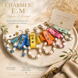 Charme artisanal en Biothane® avec perles E.M.